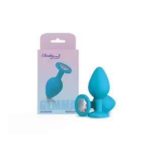 Gemma Clear Iridescent Gem Teal Silicone Plug - M teal silicone gem butt plug - product detail