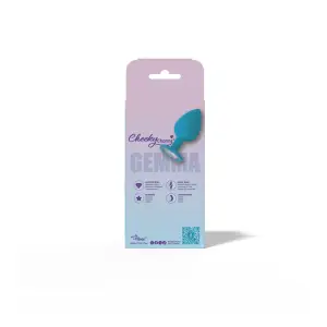 Gemma Clear Iridescent Gem Teal Silicone Plug - M teal silicone gem butt plug - packaging view