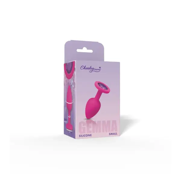 Gemma Purple Gem Pink Silicone Plug - Small pink silicone gem butt plug - alternate angle