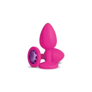 Gemma Purple Gem Pink Silicone Plug - Small pink silicone gem butt plug - additional view