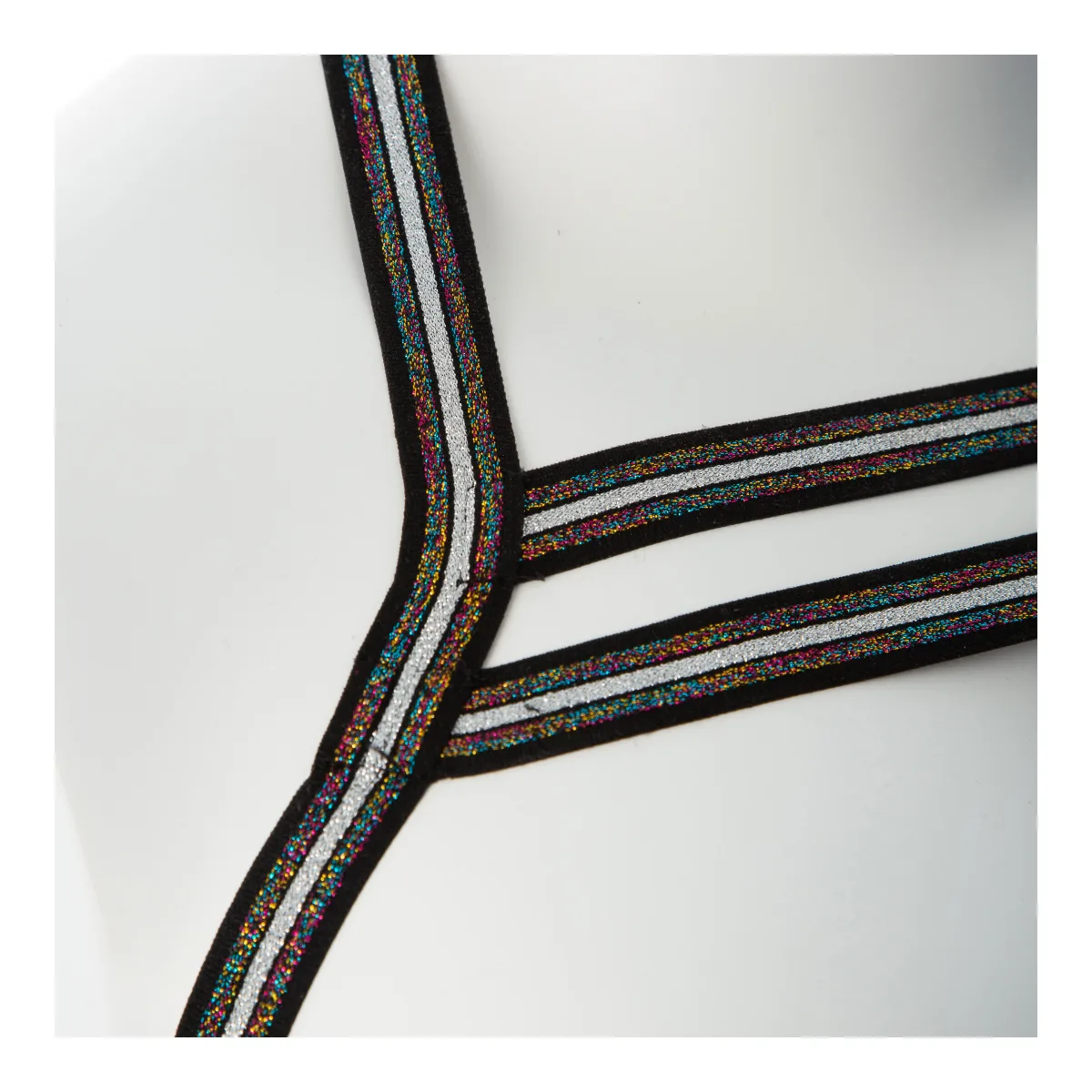 Gender Fluid Silver Lining Harness - Small/large - Multi-Color bondage toys - alternate angle