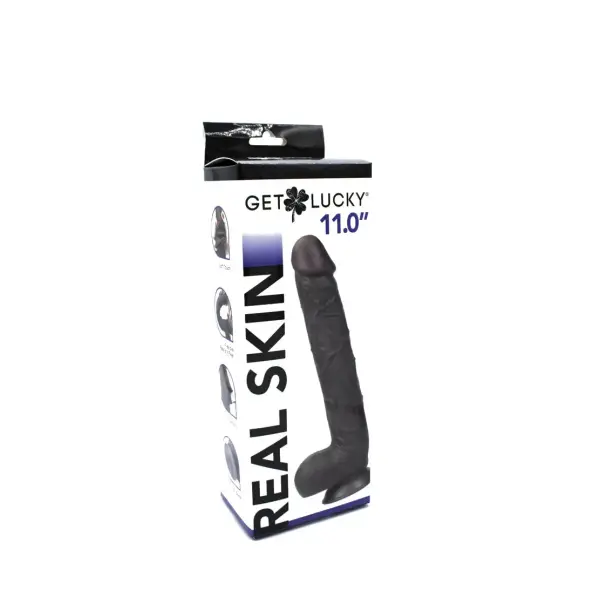 Get Lucky Real Skin 11 Dual Layer Dildo 20 Get Lucky Real Skin 11 Dual Layer Dildo Dark Brown - dildos - product image 2