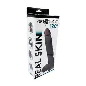 Get Lucky Real Skin 12 Dual Layer Dildo 15 Get Lucky Real Skin 12 Dual Layer Dildo Dark Brown realistic dildo - product image 2