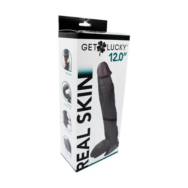 Get Lucky Real Skin 12 Dual Layer Dildo 1 Get Lucky Real Skin 12 Dual Layer Dildo Dark Brown realistic dildo - product image 2