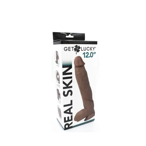 Get Lucky Real Skin 12 Dual Layer Dildo 10 Get Lucky Real Skin 12 Dual Layer Dildo Light Brown realistic dildo - main product image