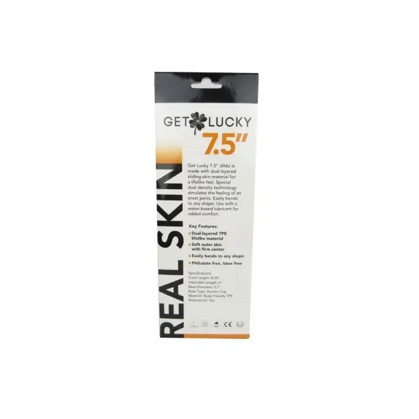 Get Lucky Real Skin 7.5" Dual Layer Dildo Beige - view 4