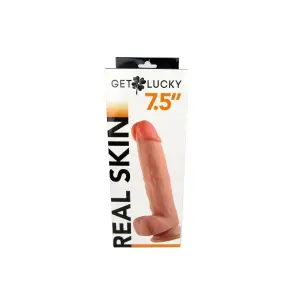 Get Lucky Real Skin 7.5" Dual Layer Dildo Beige - view 5