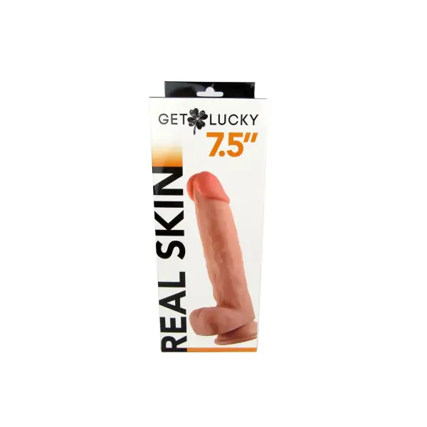 Get Lucky Real Skin 7.5" Dual Layer Dildo Beige - view 5