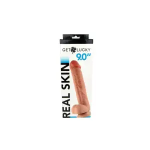 Get Lucky Real Skin 9" Dual Layer Dildo Beige - view 5