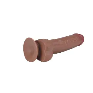 Get Lucky Real Skin 9" Dual Layer Dildo Light Brown - view 5