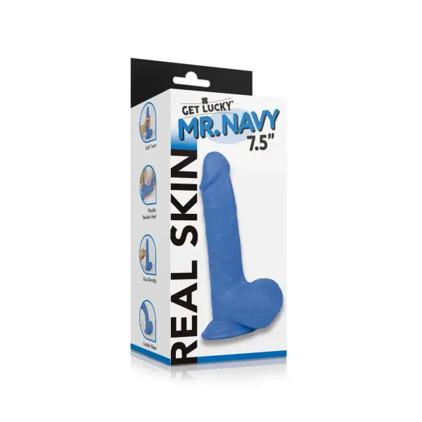 Get Lucky Real Skin Mr. 7.5 Inch Dual-Layer Dildo 3 Get Lucky Real Skin Mr. Navy 7.5" Dual Layer Dildo - view 4