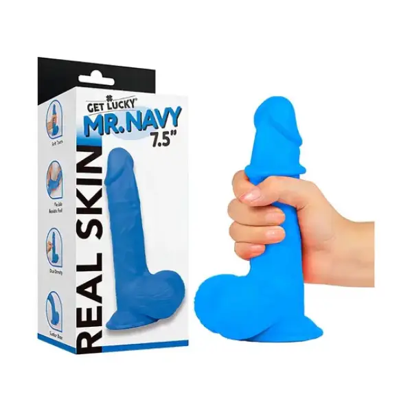Get Lucky Real Skin Mr. 7.5 Inch Dual-Layer Dildo 5 Get Lucky Real Skin Mr. Navy 7.5" Dual Layer Dildo - view 6