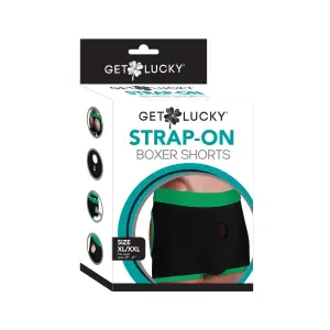 Get Lucky Strap-on Black/green Boxers - Xl/xxl mens lingerie - main product image