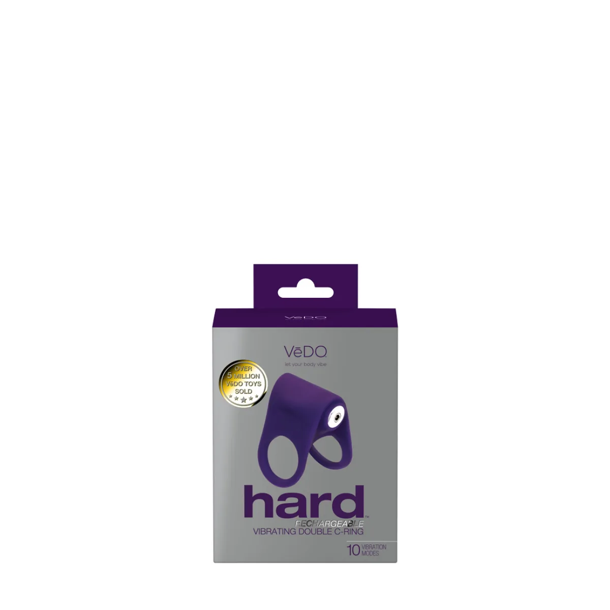 Hard Rechargeable C-Ring - Purple - vibrating cock ring - product image 2