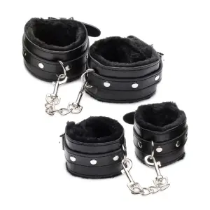 Hook Up 10 Piece Plush Bondage Set - Black bondage restraint kit - alternate product angle