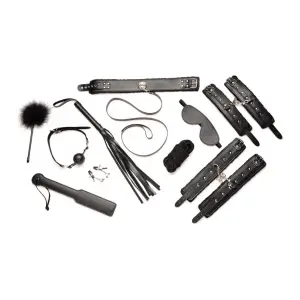Hook Up 10 Piece Plush Bondage Set - Black bondage restraint kit - alternate product angle