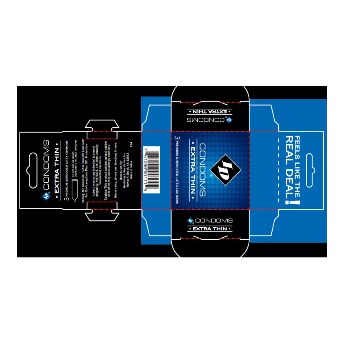ID Extra Thin Condoms — 3 Pack packaging or alternate view 2