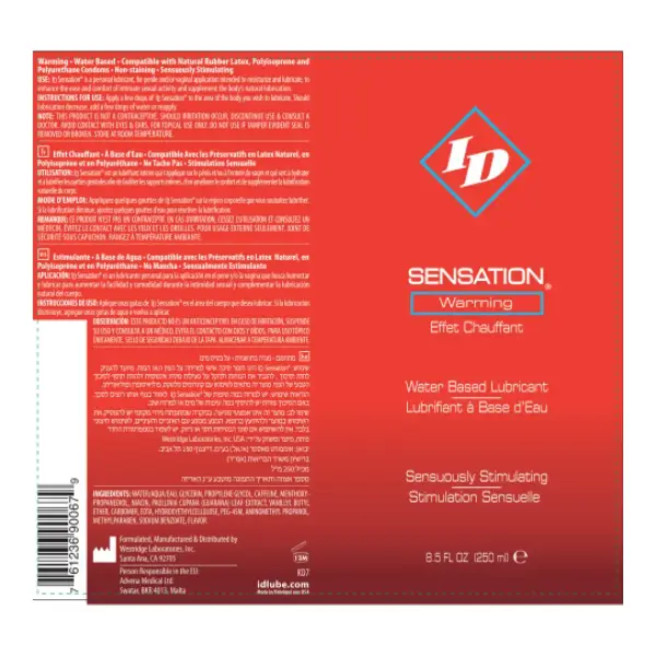 ID Sensation Warming Water Based Lubricant 8.5 Oz packaging or alternate view 2
