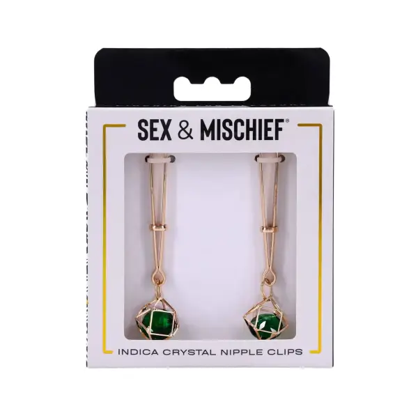 Indica Crystal Nipple Clips - Green 1 Indica Crystal Nipple Clips - Green nipple clamps / teasers - product detail