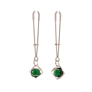 Indica Crystal Nipple Clips - Green 5 Indica Crystal Nipple Clips - Green nipple clamps / teasers - alternate product angle