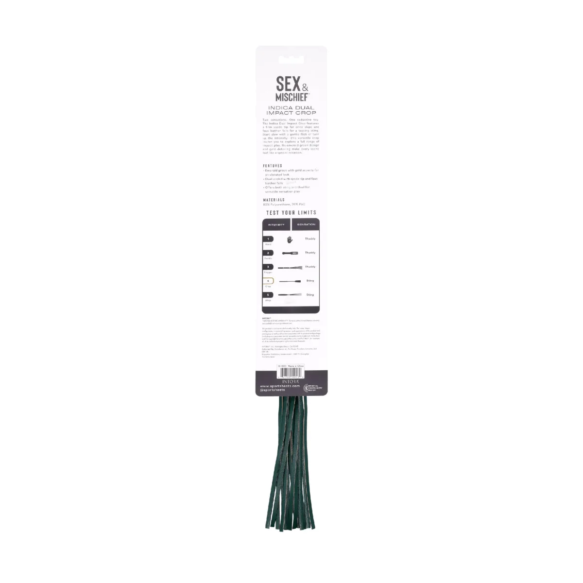 Indica Dual Impact Crop - Green riding crop / impact toy - main product image