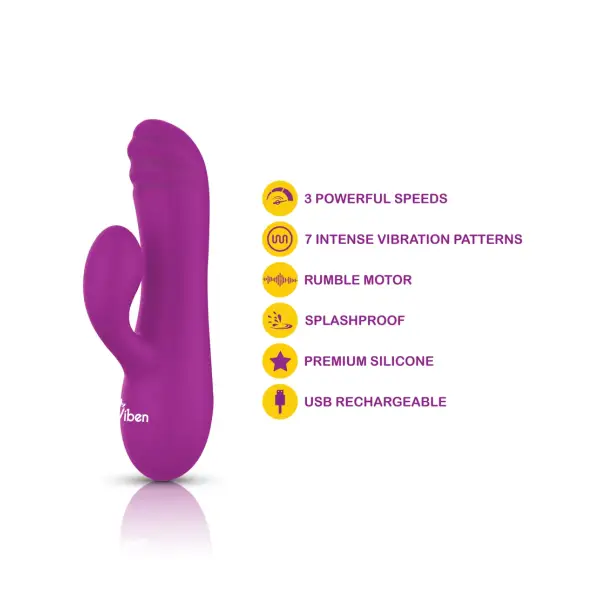 Jolie Mini Pleasure Ridges Rabbit Vibe - Berry – rabbit vibrator purple – view 3