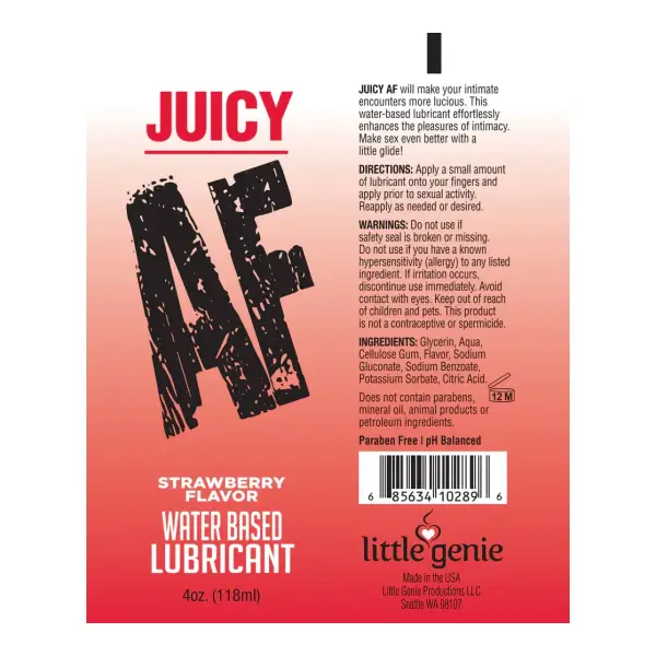 Juicy Af - Strawberry Water Based Lubricant - 2 Oz packaging or alternate view 2