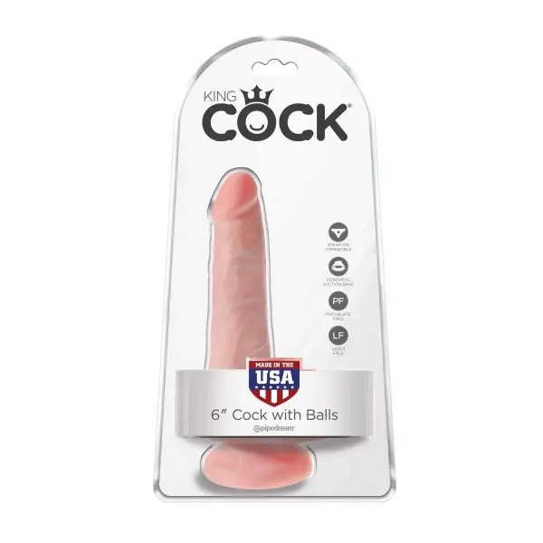King Cock 6 in Cock With Balls - Light king cock 10 inch dildo - main product image