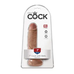 King Cock 7 in Cock With Balls - Tan king cock 10 inch dildo - retail packaging