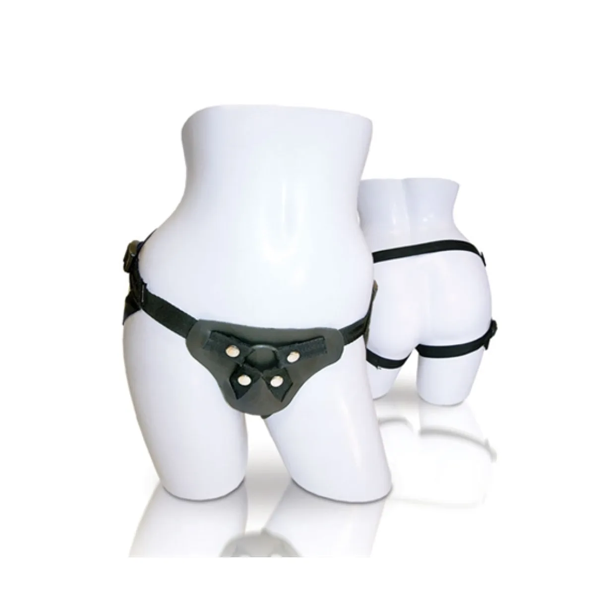 Latigo Leather Strap on - Black - harness compatible dildo - main product image
