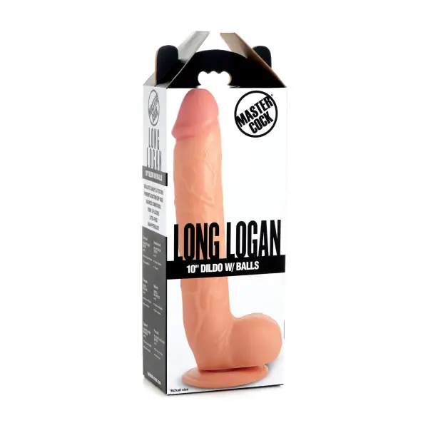 Long Logan 10 in Dildo With Balls - Light 8 Long Logan 10 in Dildo With Balls - Light huge dildo pegging - alternate view 9