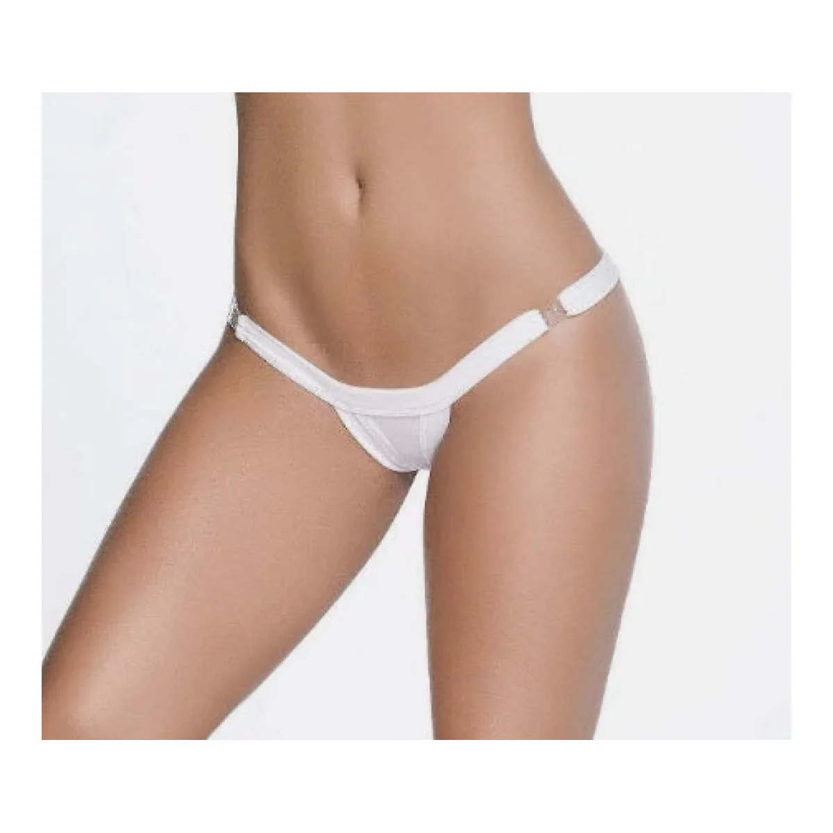 Low v Clip on Thong - Small/medium - White sexy lingerie panties - main product image