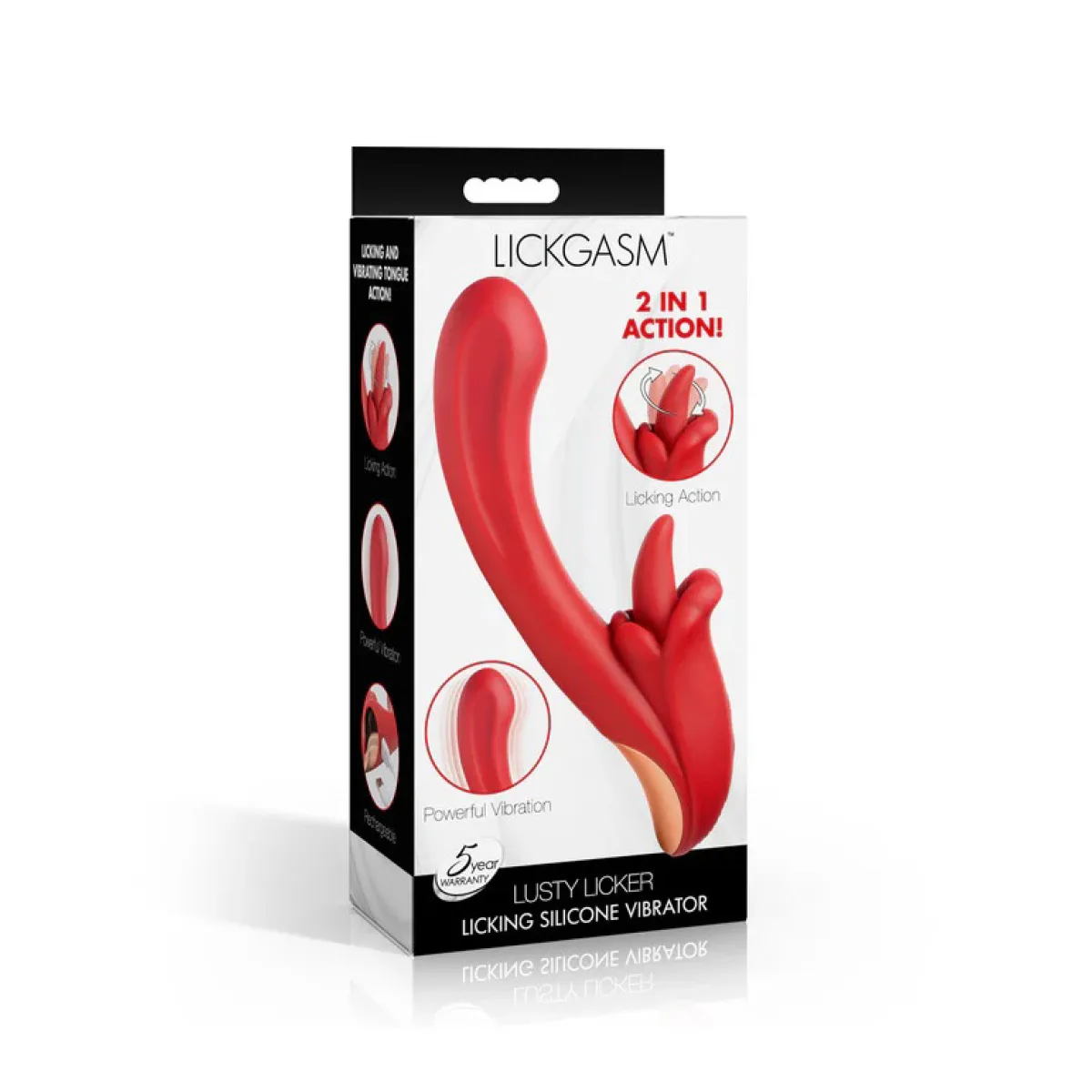 Lusty Licker Licking Silicone Vibrator - Red - view 1