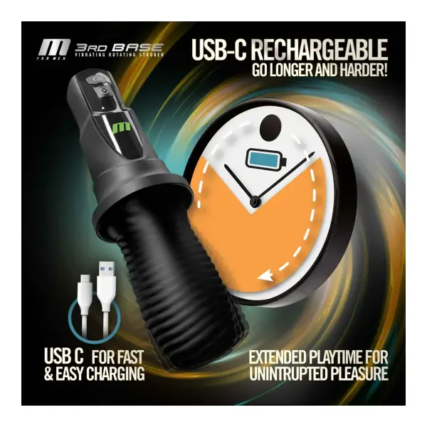 M for Men - 3rd Base - Black best male masturbator sleeve - product detail