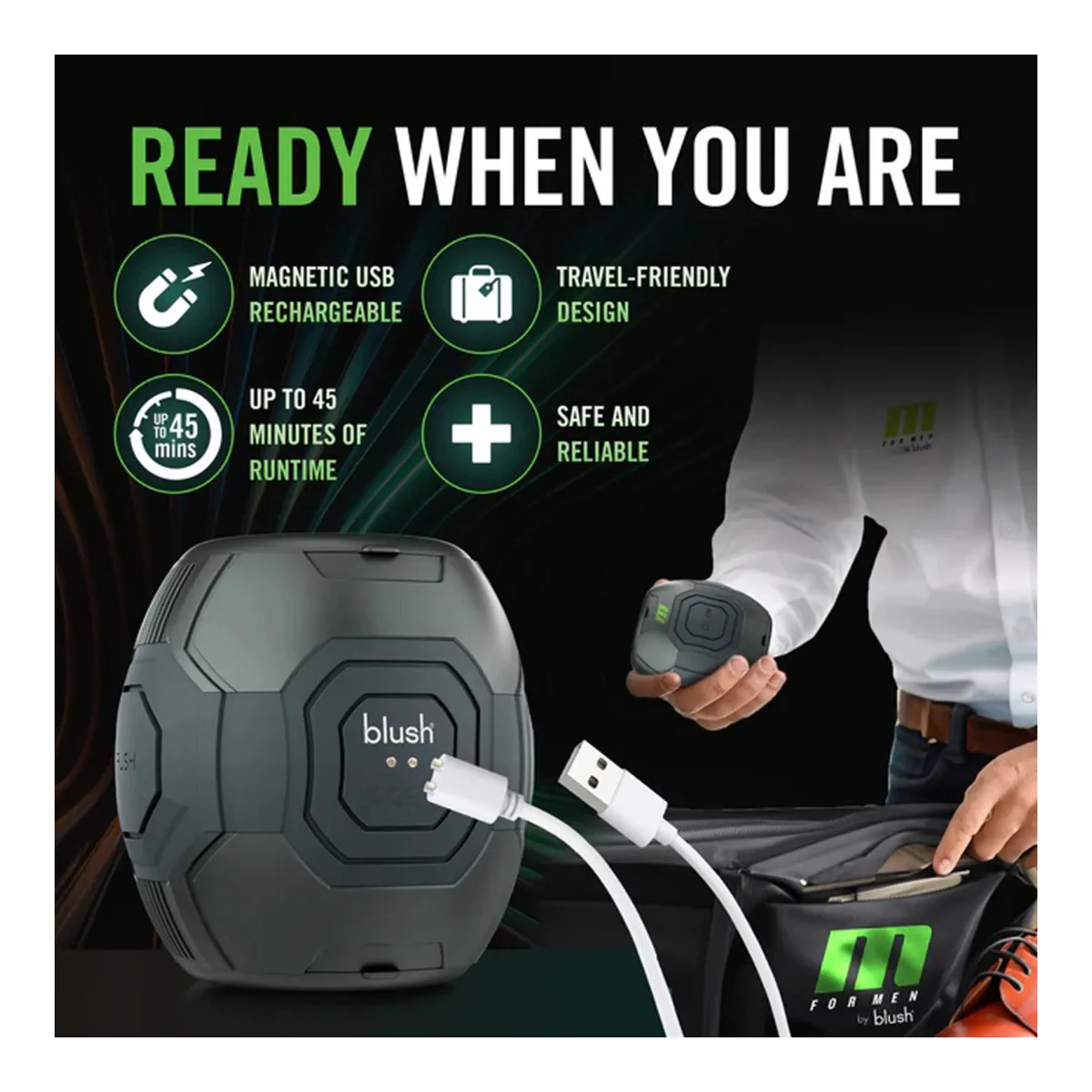 M for Men - Dome X - Vibrating Masturbator - Black male stroker - main image