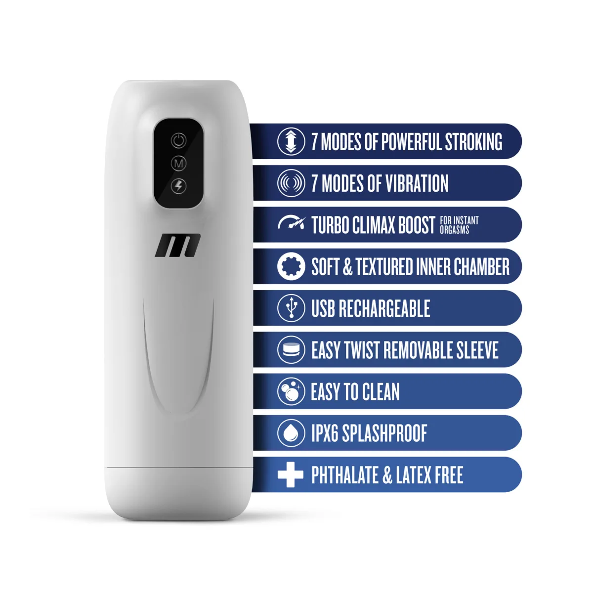 M for Men - Robo-Bator - White best male stroker - alternate angle