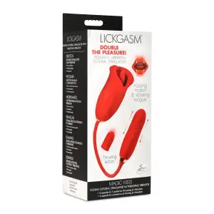 Magic Kiss Kissing Clitoral Stimulator With Thrusting Vibrator - Red - view 1
