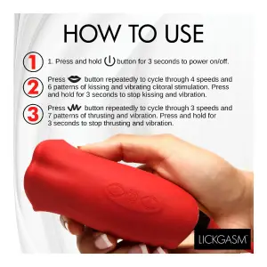 Magic Kiss Kissing Clitoral Stimulator With Thrusting Vibrator - Red - view 3