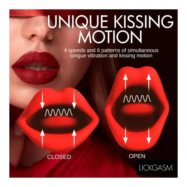 Magic Kiss Kissing Clitoral Stimulator With Thrusting Vibrator - Red - view 4