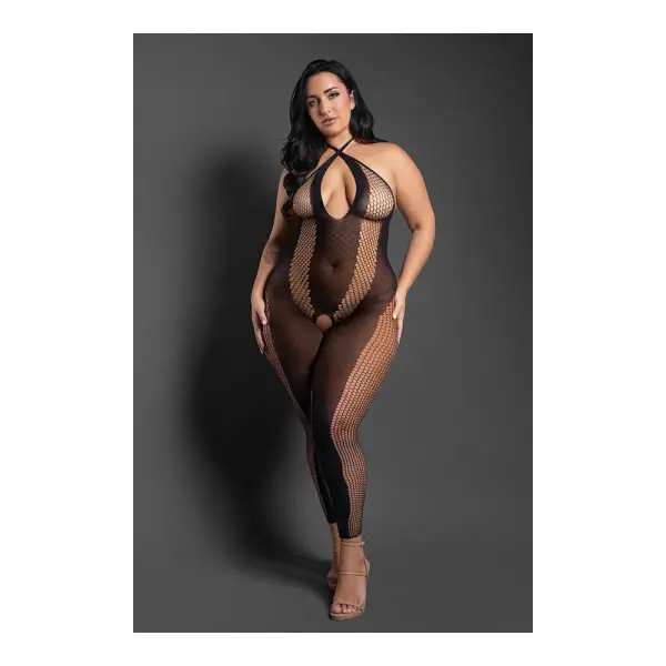 Make Your Move Footless Open Crotch Bodystocking - Queen - Black 1 Make Your Move Footless Open Crotch Bodystocking - Queen - Black sexy crotchless lingerie - alternate product image