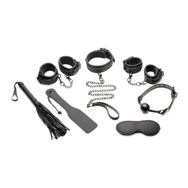 Master of Kink 10 Piece Deluxe Bondage Set - Black bondage restraint kit - alternate product angle