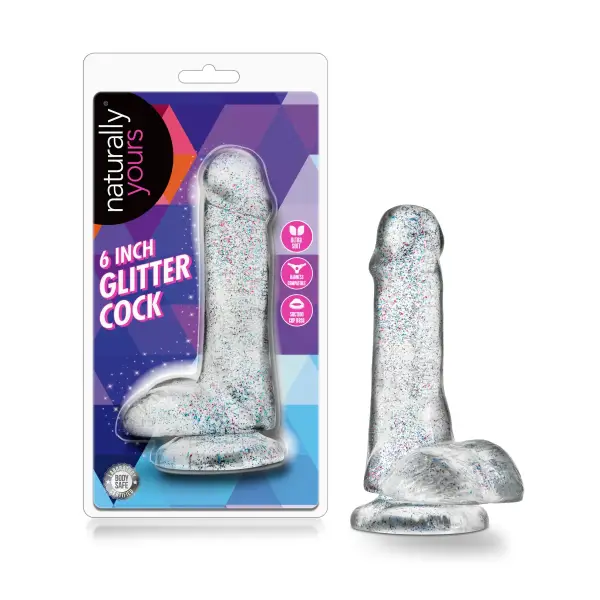 Naturally Yours - 6 Inch Glitter Cock - Sparkling Clear realistic dildo - product image 4