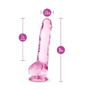 Naturally Yours - 8 in Crystalline Dildo - Rose - view 2