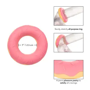 Naughty Bits Dickin Donuts Silicone Donut Cock Ring - Pink cock ring toy - alternate angle