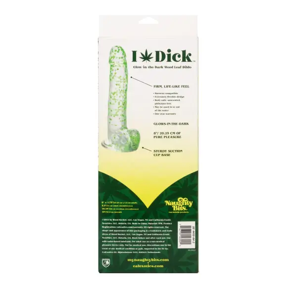 Naughty Bits I Leaf Dick Glow-in-the-Dark Weed Leaf Dildo - Glow in the Dark - harness compatible dildo - product image 3
