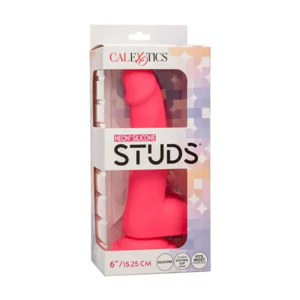 Neon Silicone Studs 6 in - Pink pink silicone dildo - alternate product angle