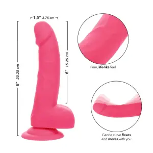 Neon Silicone Studs 6 in - Pink pink silicone dildo - retail packaging