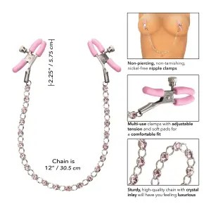 Nipple Play Crystal Chain Nipple Clamps - Pink nipple clamps - alternate angle