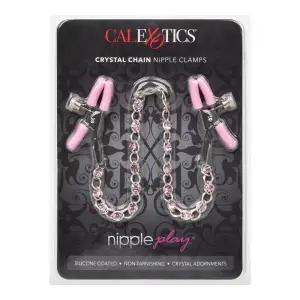 Nipple Play Crystal Chain Nipple Clamps - Pink nipple clamps - packaging view