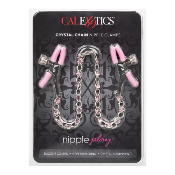 Nipple Play Crystal Chain Nipple Clamps - Pink nipple clamps - packaging view